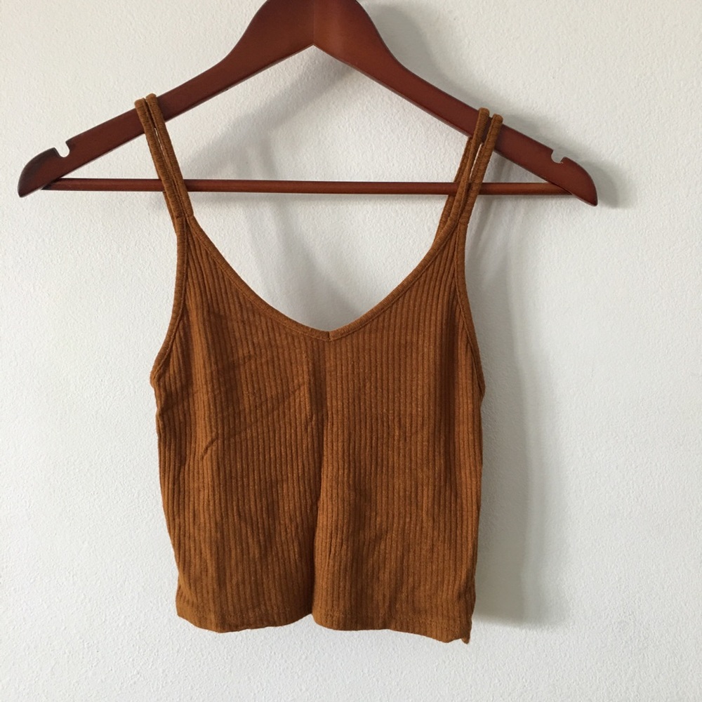 Ribbed Camel Crop Top Sz S